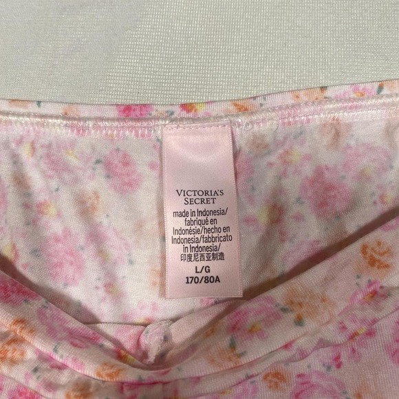 Size Large – Victoria's Secret Pink Floral‎ Lace Trim Lounge Shorts Pink White - Picture 2 of 4